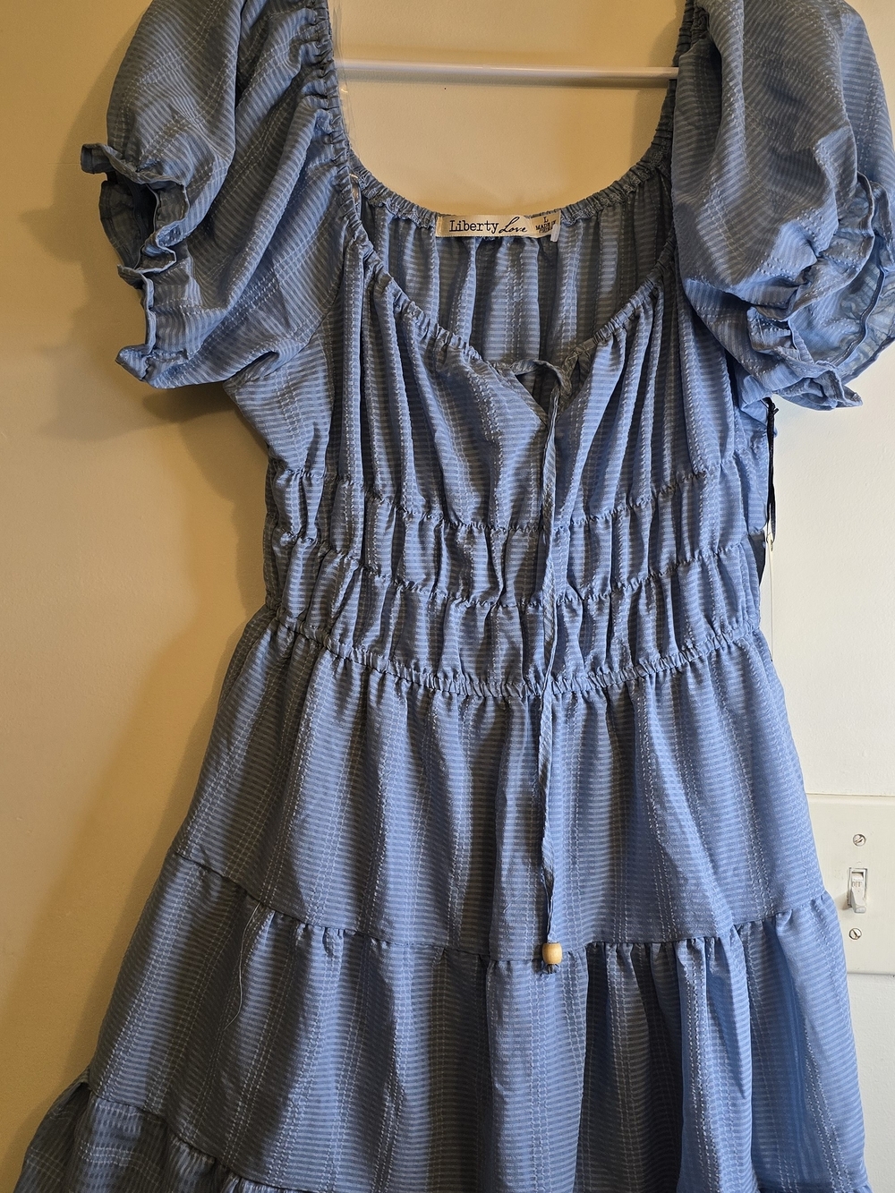 Liberty Love Blue Smocked Puff Sleeve Dress